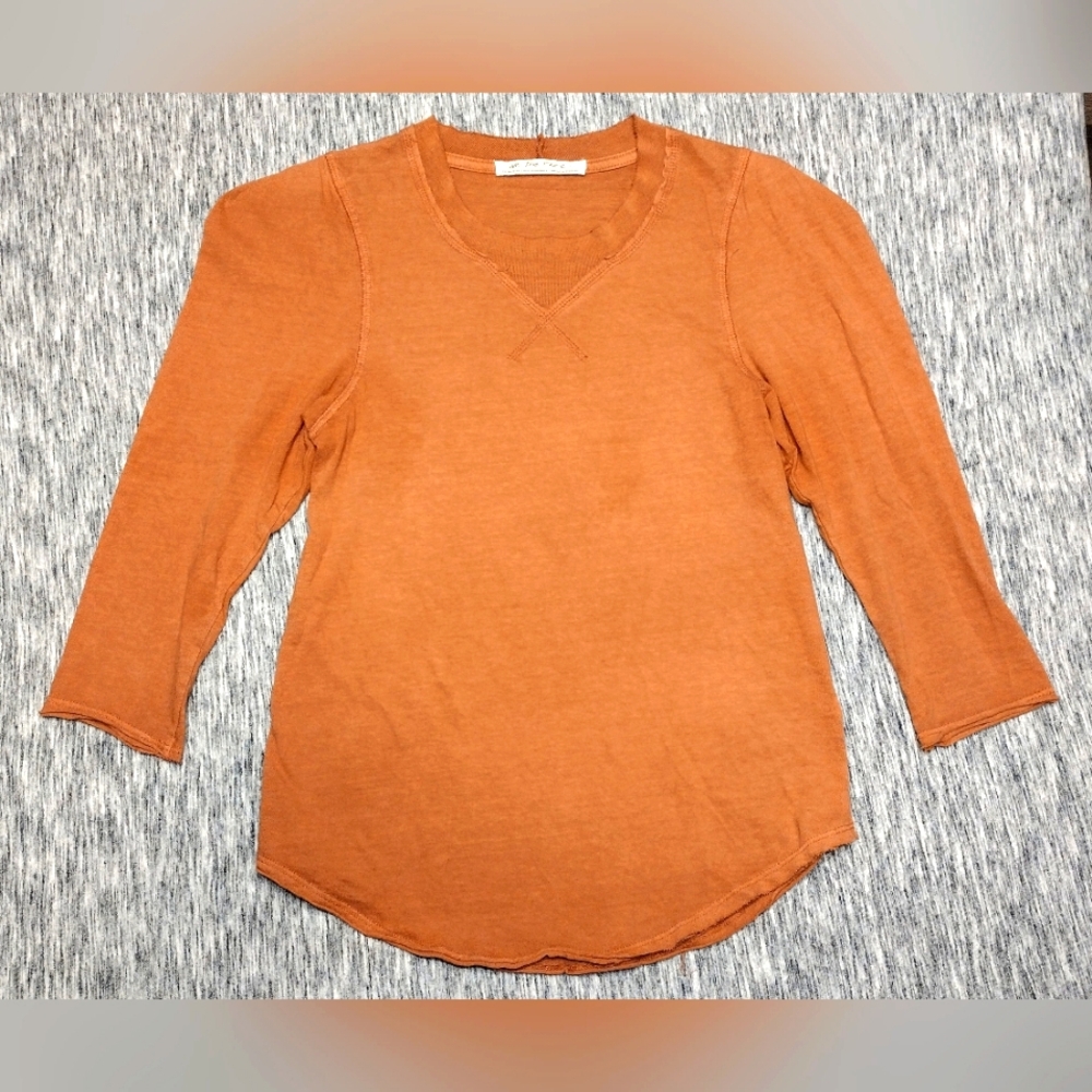 We The Free Orange Casual 1/2 Sleeve  Women's Shirt, Size XS